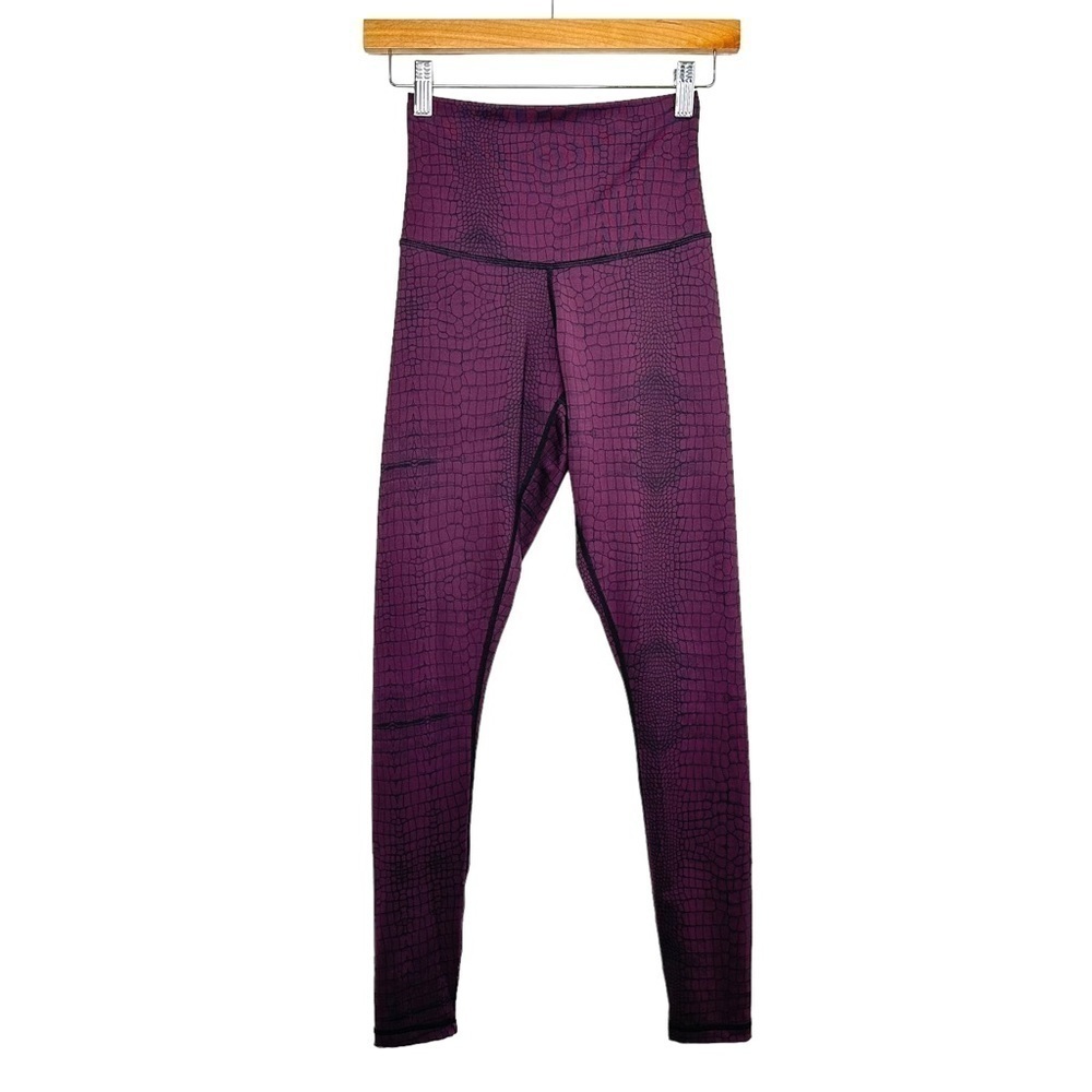 Dyi Define Your Inspiration Womens Croc Print High Rise Leggings Sz Small Purple